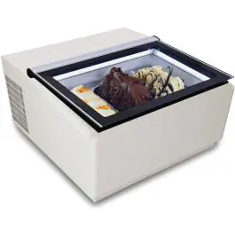 Vitrine à glaces Scoop - Côté client ouvert - Modèle de table - Blanc - 230V - H 37,5 x L 67 x P 75 CM - Combisteel