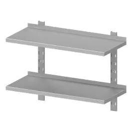 Étagère murale en inox - Fermé - 2 niveaux - Réglable - Avec supports - G-Line