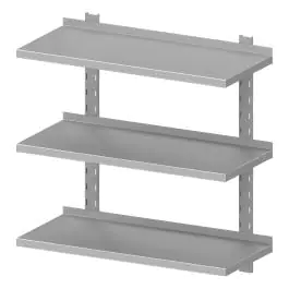 Étagère murale en inox - Fermé - 3 niveaux - Réglable - Avec supports - G-Line