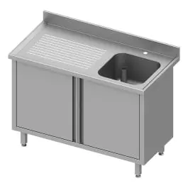 Evier inox fermé - Portes battantes - 1 Evier à droite - G-Line