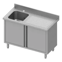 Evier inox fermé - Portes battantes - 1 Evier à gauche - G-Line