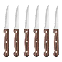 Couteau à steak - Manche en bois - acier inoxydable - Profi Line - Hendi