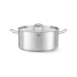 Casserole peu profonde avec couvercle - Acier inoxydable - H 15 x 33,5 x 43,5 cm - Hendi - 836040