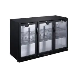 Barkoelkast - 320 Liter - 3-Deurs - Glazen Deur - Geforceerd - Zwart - Saro