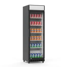 Réfrigérateur - 390 litres - 1 porte - porte vitrée - ventilé - noir - G-Line