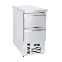Établi réfrigéré - 2 tiroirs - 109 litres - Acier inoxydable - 230 V - H 87,6 x L 43,5 x P 70 cm - G-Line