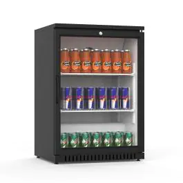 Réfrigérateur - 136 litres - 1 porte - porte vitrée - ventilé - noir - G-Line