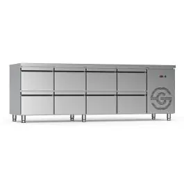 Établi réfrigéré - 8 tiroirs - 213 litres - inox - 230 V - H 85 x L 224,2 x P 70 cm - G-Line