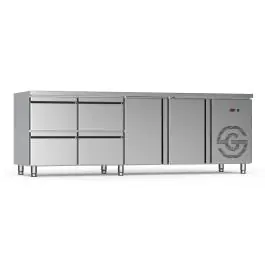 Etabli réfrigéré - 2 portes - 4 tiroirs - inox - 230V - H 85 x L 224,2 x P 70 CM - G-Line