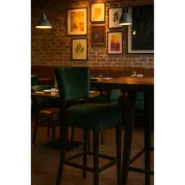 Tabouret de bar Naples - Avec dossier - Vert foncé - Velours - G-Line