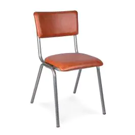 Chaise Old School - Empilable - Métal Vintage - Marron - Simili cuir - G-Line