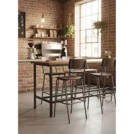 Tabouret de bar Oldschool - Vintage Metal - Silver - Wood - G-Line