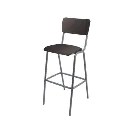 Tabouret de bar Oldschool - Métal vintage - Anthracite - Velours - G-Line