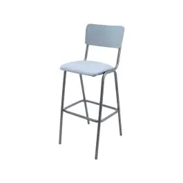 Tabouret de bar Oldschool - Métal vintage - Bleu clair - Velours - G-Line