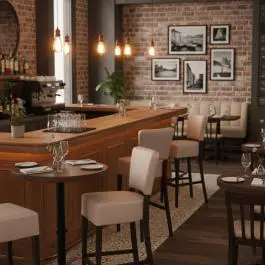 Tabouret de bar Naples - Avec dossier - Taupe - Similicuir - G-Line