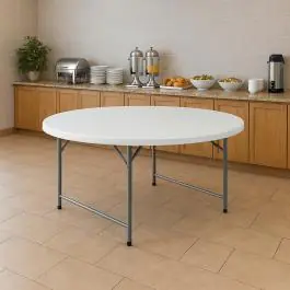 Table - Pliable - Ronde - Blanche - Ø 122 x H 74 CM - G-Line