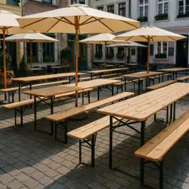 Ensemble de banquette de bar - Base pliable noire - Naturel - H 50 x L 120 cm - G-Line