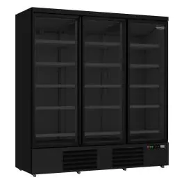 Réfrigérateur - Porte en verre - 3 portes - 1530 litres - Noir - 230V - H 199,7 x L 188 x P 71 CM - Combisteel