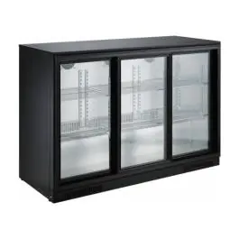 Glacière de bar - Portes coulissantes - 3 portes - 298 litres - Noir - 230V - H 90 x L 133,5 x P 50 CM - Combisteel