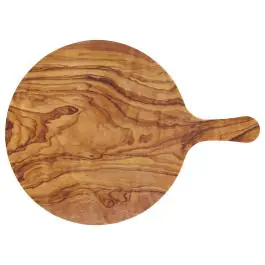 Plat de service avec poignée - Mélamine - Ø 40 cm - Aspect bois - G-Line