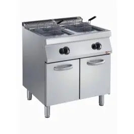 Friteuse gaz - 2 x 15 litres - Cuve en Y - Vanne de vidange - Socle - Diamant - G17/F30A8-N