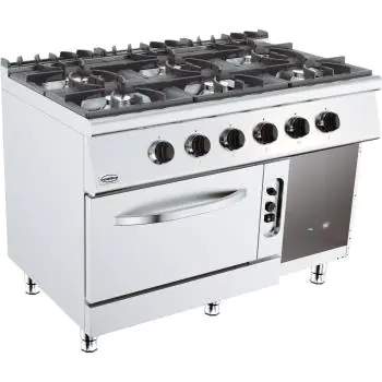 Cuisinière - Gaz - 6 feux - Four à gaz - Modèle vertical - H 90 x L 120 x P 70 CM - Combisteel