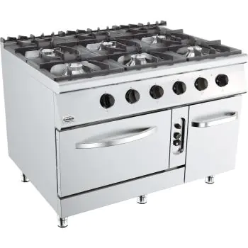 Cuisinière - Gaz - 6 feux - Four à gaz - Modèle vertical - H 90 x L 120 x P 90 CM - Combisteel