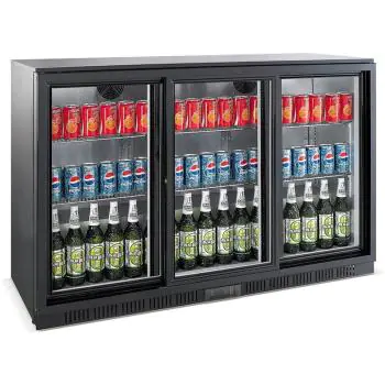 Glacière de bar - Portes coulissantes - 3-Portes - 330 Litres - Noir - 230V - H 90 x L 135 x P 52 CM - Combisteel
