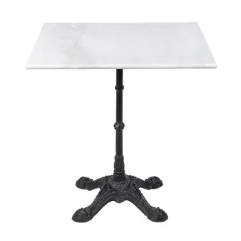 Table - Carrée - 4 Ados - Marbre Blanc - Fonte - H 72 x L 70 x P 70 CM - G-Line