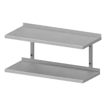 Étagère murale en inox - Fermé - 2 niveaux - Avec supports - G-Line
