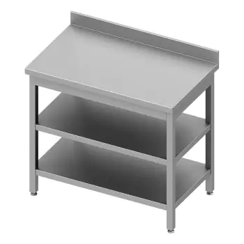 Table de travail en inox - Double étagère inférieure - Rebord relevé 10 cm - G-Line