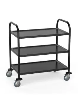 Chariot de service en acier inoxydable - 3 Niveaux - Noir - Extra robuste soudé - G-Line