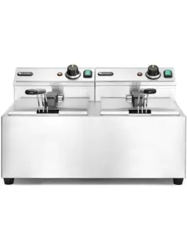 Friteuse Mastercook - 2 x 8 L - inox 180 - H 34,5 X 45,5 X 60,5 CM - Hendi - 207307
