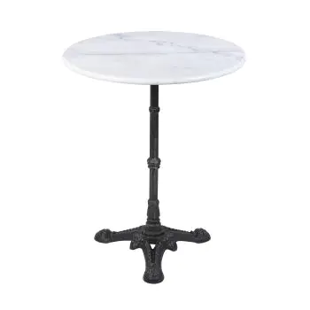 Table - Ronde - 3 Ados - Marbre Blanc - Fonte - Ø 70 x H 72 CM - G-Line