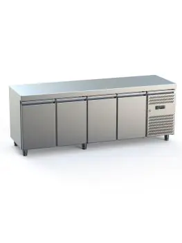 Établi réfrigéré - 4 portes - 461 litres - acier inoxydable - 230V - H 85 x L 223 x P 70 CM - G-Line