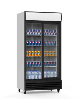 Réfrigérateur - 800 litres - 2 portes - porte vitrée - ventilé - argent - G-Line