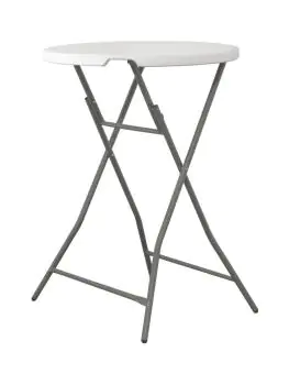 Table de fête - pliable - Ø 80 cm rond - blanc/gris