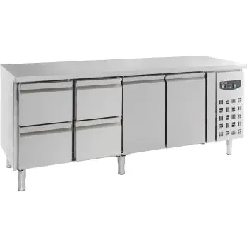 Etabli réfrigéré - 4 tiroirs - 2 portes - 553 litres - 230V - H 85 x L 223 x P 70 CM - Combisteel