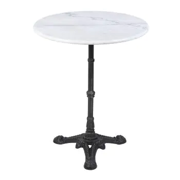 Table - Ronde - 3 Ados - Marbre Blanc - Fonte - Ø 60 x H 72 CM - G-Line