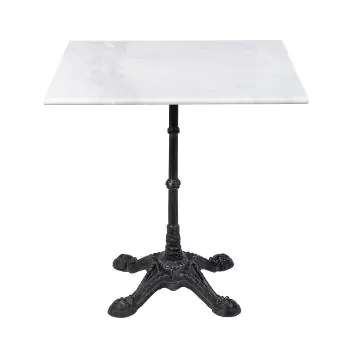 Table - Carrée - 4 Ados - Marbre Blanc - Fonte - H 72 x L 80 x P 80 CM - G-Line