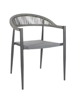Chaise de patio Joanna - Empilable - Accoudoirs - Rotin - Anthracite - G-Line