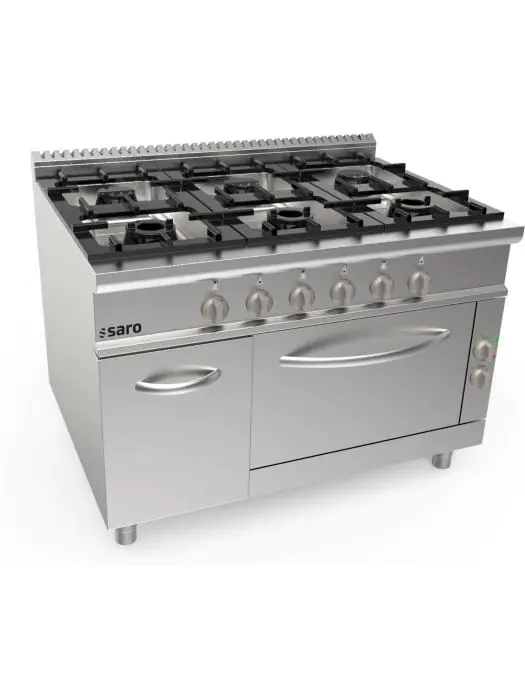 Gazinière - Four électrique - 6 brûleurs - inox - 400V - H 85 x L 120 x P 90 CM - Saro - 423-8030 423-8030 €4,357.00 Cuisinières à gaz avec four