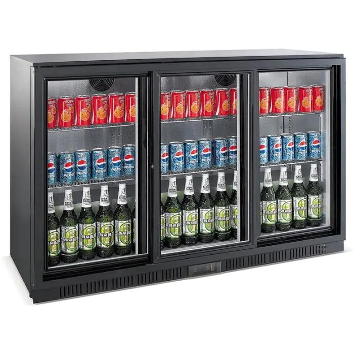 Glacière de bar - Portes coulissantes - 3-Portes - 330 Litres - Noir - 230V - H 90 x L 135 x P 52 CM - Combisteel 7527.0025 €732.00 Armoires à bois
