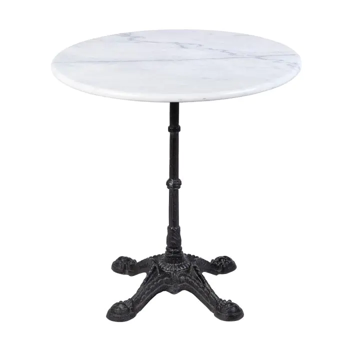 Table - Ronde - 4 Ados - Marbre Blanc - Fonte - Ø 80 x H 72 CM - G-Line 75094 €99.95 Table de terrasse