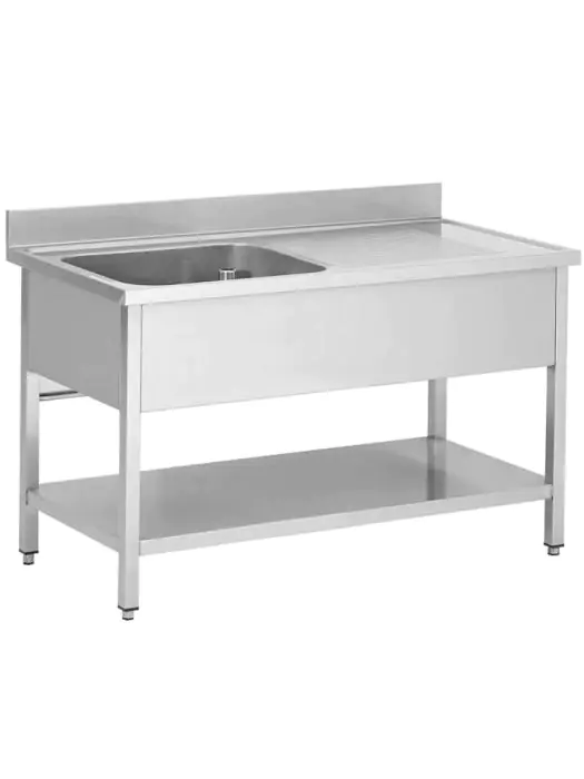 Table de rinçage pour restauration en acier inoxydable - démontable - 1 plateau à gauche - avec support de fond - G-Line RVS-M-00161 €349.00 Tables de rinçage en acier inoxydable