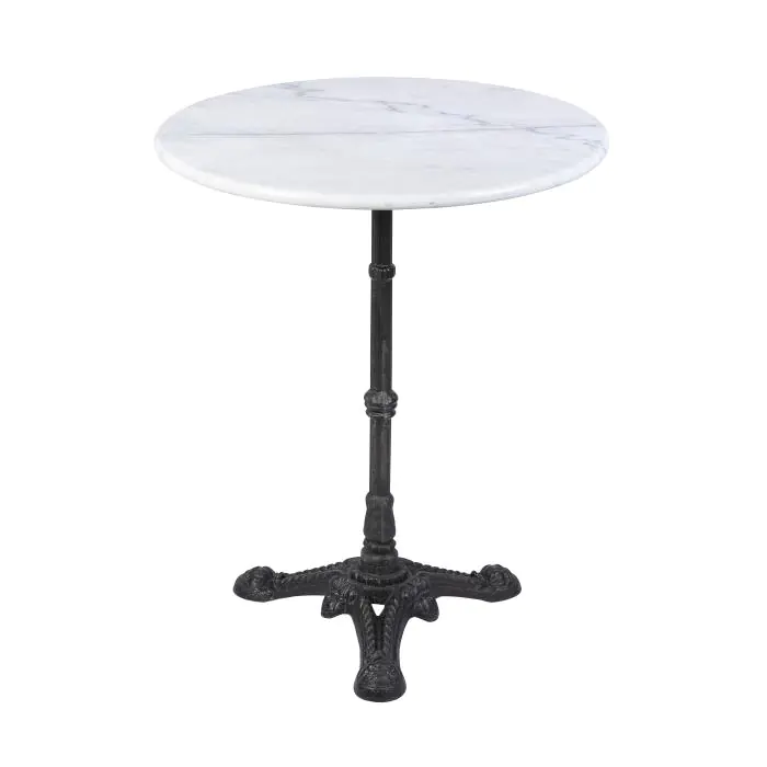 Table - Ronde - 3 Ados - Marbre Blanc - Fonte - Ø 70 x H 72 CM - G-Line 75092 €79.95 Table de terrasse