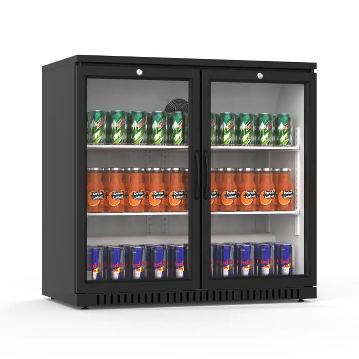Réfrigérateur - 211 litres - 2 portes - porte vitrée - ventilé - noir - G-Line HW-12507 €449.00 Vitrine à boisson