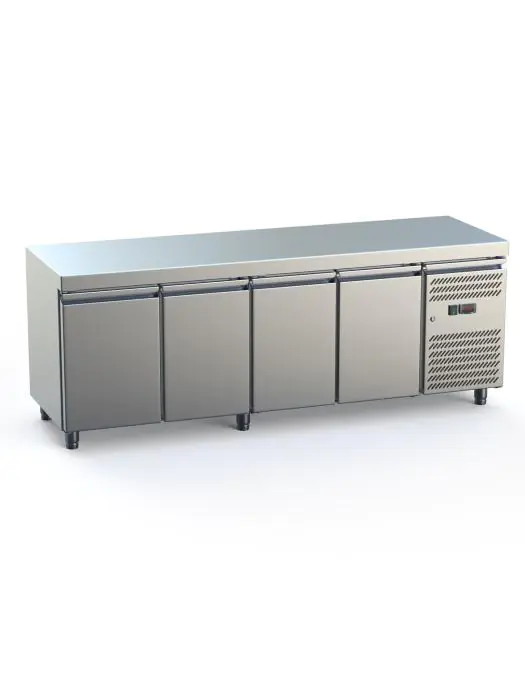 Établi réfrigéré - 4 portes - 461 litres - acier inoxydable - 230V - H 85 x L 223 x P 70 CM - G-Line 71353 €999.00 Établis réfrigérés