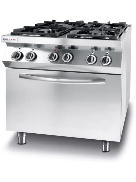 Gazinière Kitchen Line 4 feux avec four électrique à convection GN 1/1 - inox - H 90 X 70 X 80 CM - Hendi - 225882 225882 €1,939.76 Cuisinières à gaz avec four