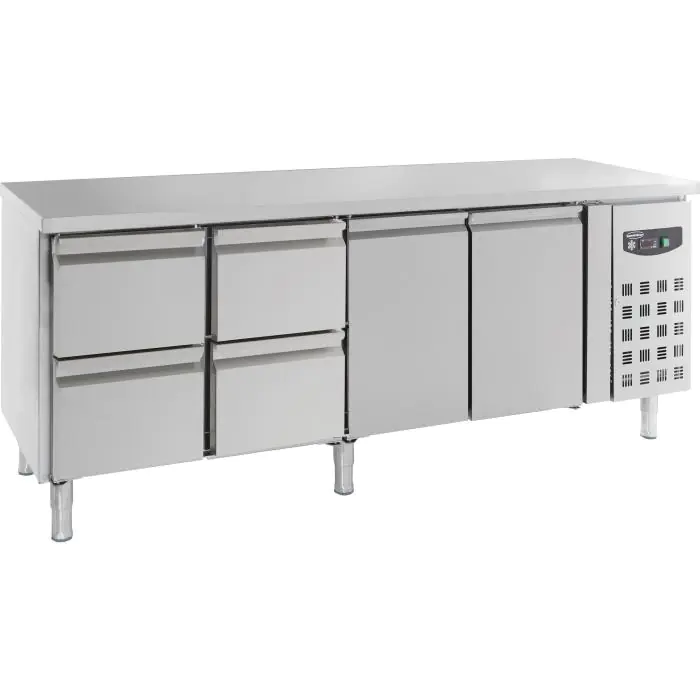 Etabli réfrigéré - 4 tiroirs - 2 portes - 553 litres - 230V - H 85 x L 223 x P 70 CM - Combisteel 7950.0220 €1,845.00 Établis réfrigérés